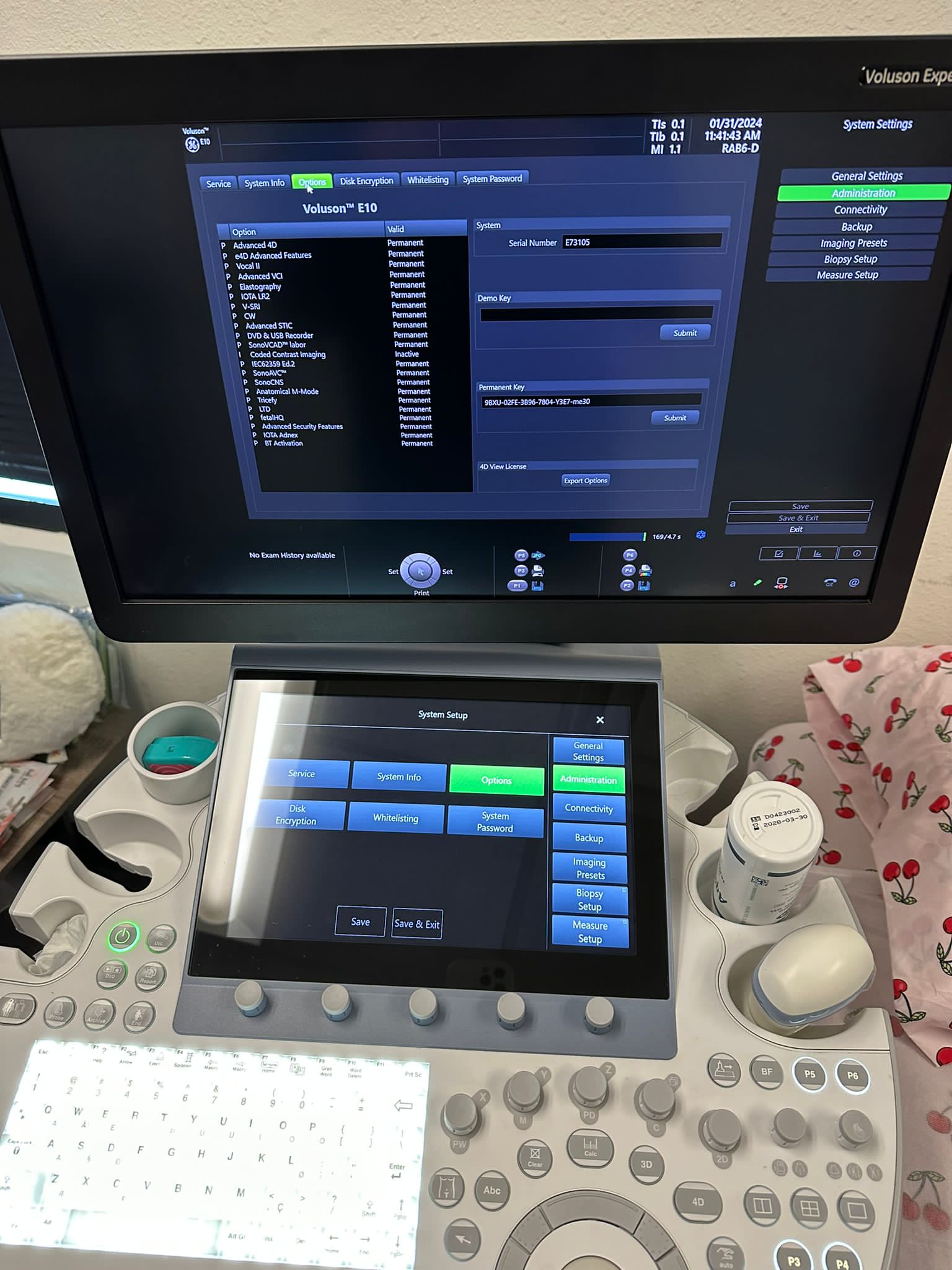 Used GE Voluson E10 BT19 Ultrasound with 3 Brand New Probes